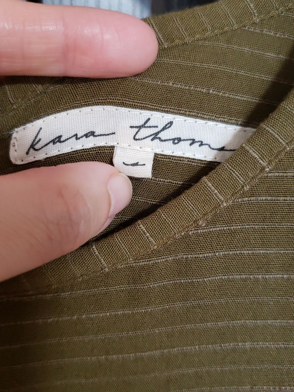 NWOT Kara Thoms Greta Dress In "Olive", Size Small - Picture 7 of 16